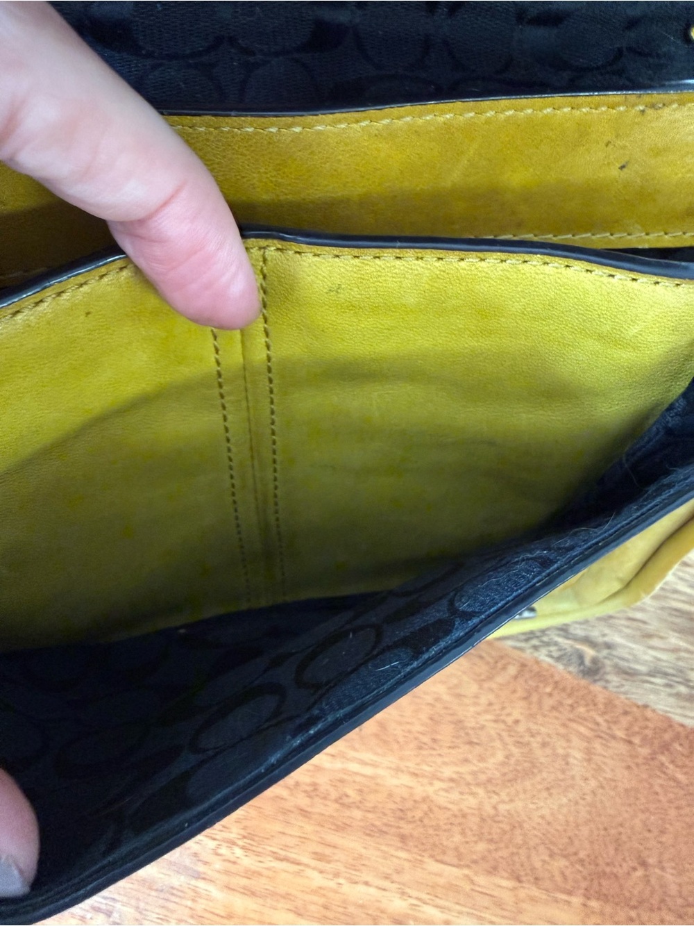 Coach Yellow Leather Satchel with Top Handle - Picture 4 of 16